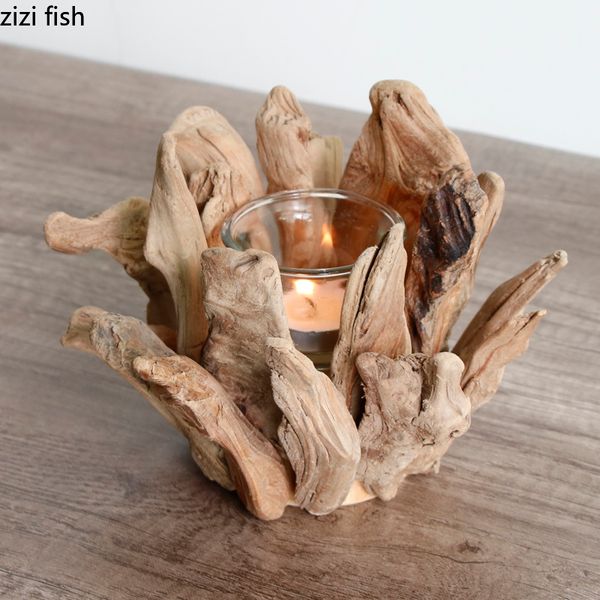 Candle Holders European Style Wooden Candle Holders Candle Light Stand Romantic Candlelight Dinner Accessories Home Decoration Small Ornamen