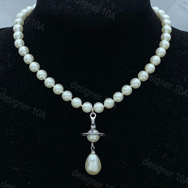 Saturn necklaces designer necklaces for women&#039;s Elegant viviannee pearl Valentine&#039;s Day Engagement Punk Rock Jewellery silver west