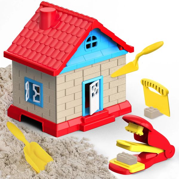 14 pieces-set of childrens beach toys snow toys fun and creative outdoor games 3D sand house building block games gifts for boys and girls 2