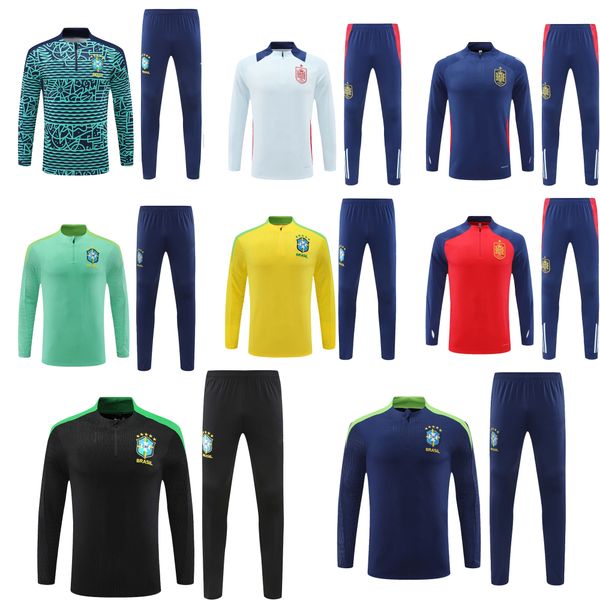 Spain Lamine Yamal soccer tracksuit 2024 25 Spain Brazil soccer training wear kit Chandal Entrenamiento investigates Espagne Tuta Calcio foo