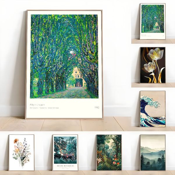 Framed Set of 3 Painting Prints, Boho rainbow collection, entertainment, flowers, plants, simple style,Creative Waterproof Canvas Posters