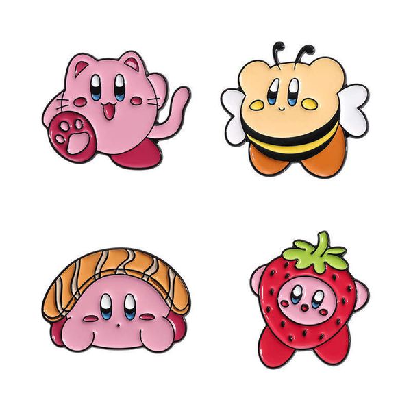 Belo jogo de desenhos animados Broche periférico comemorativo de cartões de cartão com alimentos alimentos pink metal badgeclothing acessóri