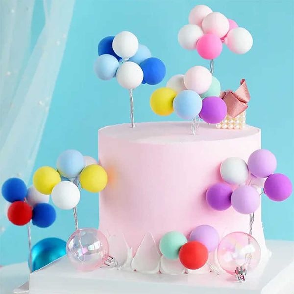 Update New 8Pcs Ball Bundle Toppers Colorful Clay Balloon Topper Decorating Tools For Party Baby Shower Birthday Cake Decorations