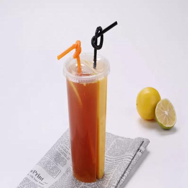 700ml Disposable Plastic Cup Creative Special Thickness Double Grid Hot Cold Drink Juice Share Cup Couple Sharing Cup
