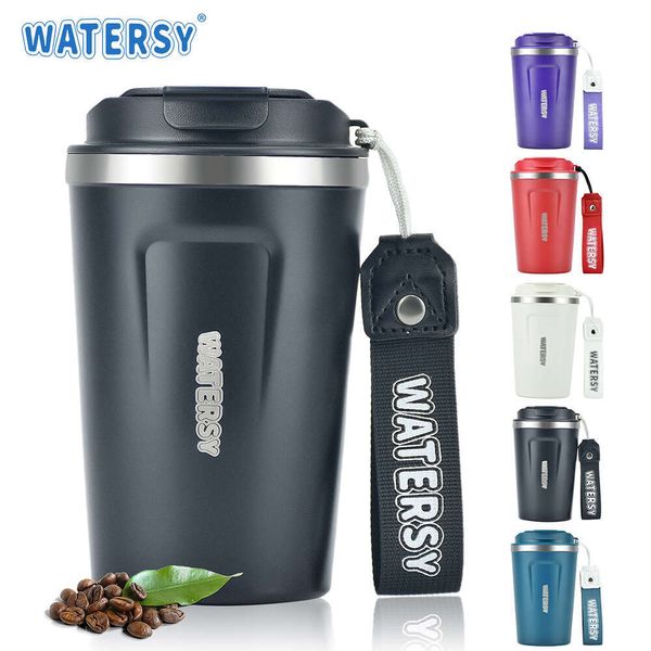 Mugs 380ml-13oz Black Coffee Stainless Steel Thermos Double Vacuum red Insulated Cup Portable Car Travel Mug