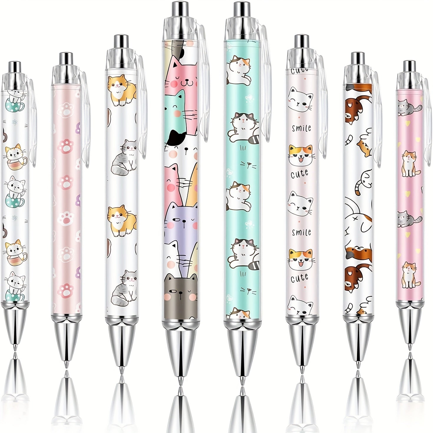 TEMU Set Of 8 Stylish Ballpoint Pens Designed For Women, Featuring Smooth Black Ink And , Journaling And A Touch Of Aesthetic To Office Supplies (cat