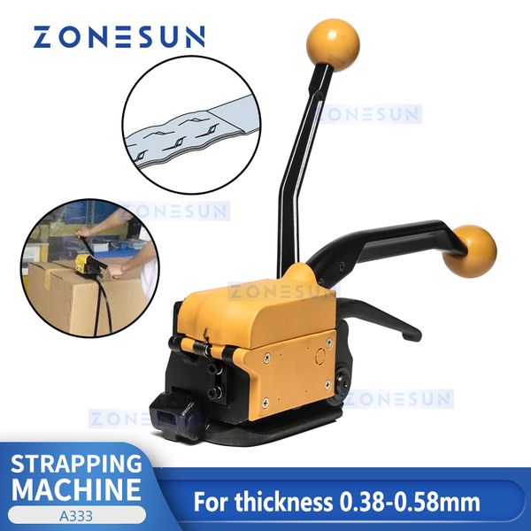 ZONESUN Industrial Equipment Manual Steel Strapping Tool A333 Buckle Free Sealless Handheld Steel Strapping Machine For 13-16-19 mm Steel St