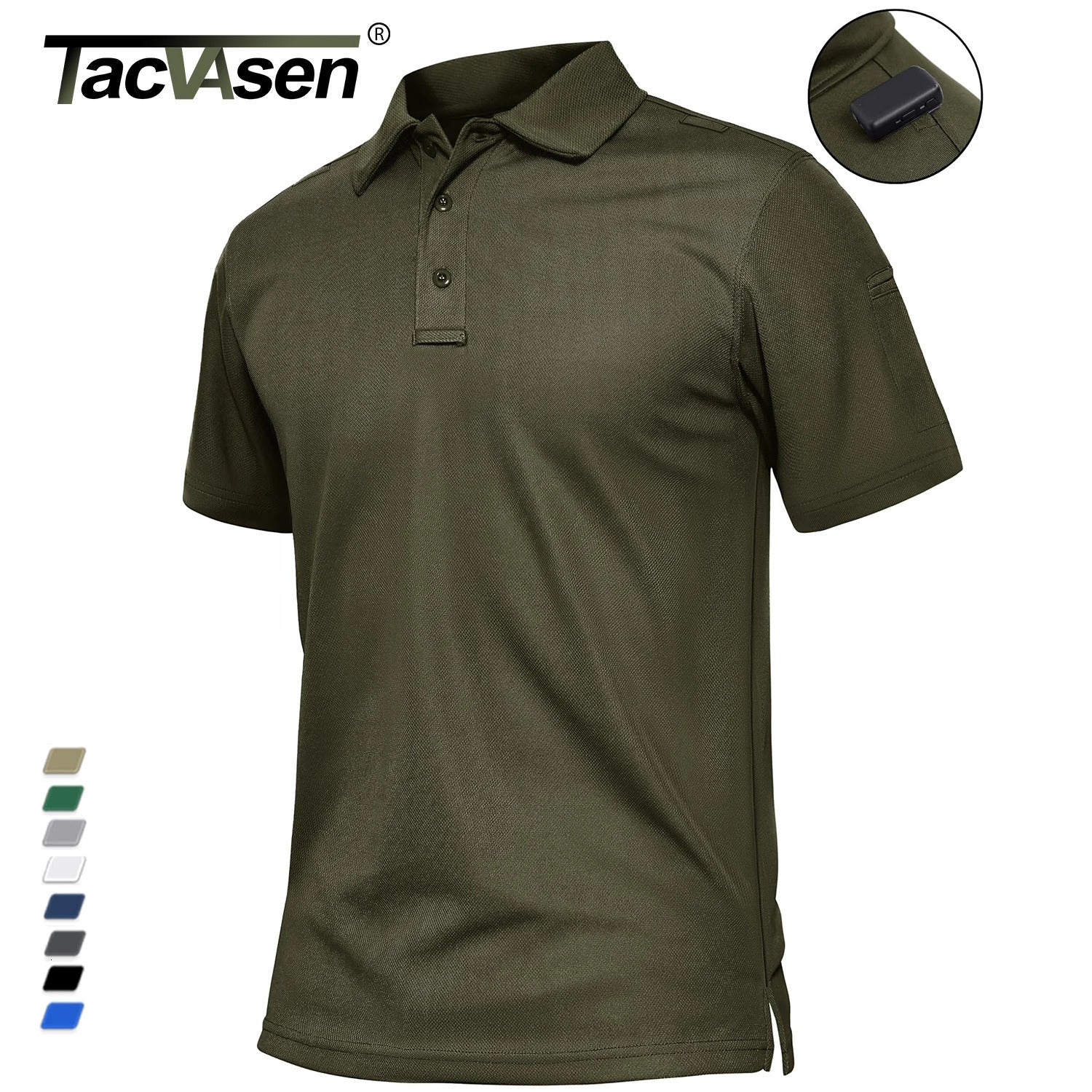 TACVASEN Lightweight UPF 50 Polo Shirts Mens Summer Quick Dry SPF Performance Tee Short Sleeve Sun Work Golf Fishing Tops 250725