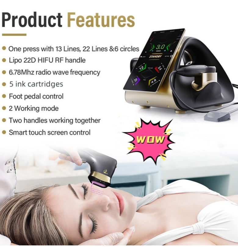 Newest 22D MAX HIFU Face Lifting Machine Unlocking Youthful Skin 12 Rows of Focus Points for Fat Dissolving HIFU Beauty Machine