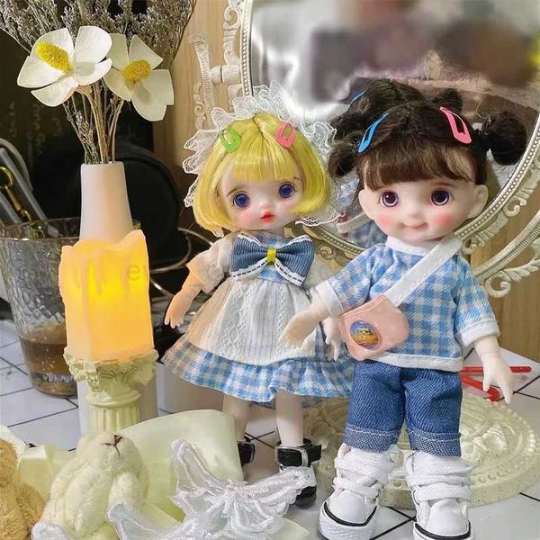ob11 dolls Kawaii Joints Woman Girl Doll ToyJointed doll BJD Mini doll hand make up face doll 16cm dolls selling with clothesCL240712