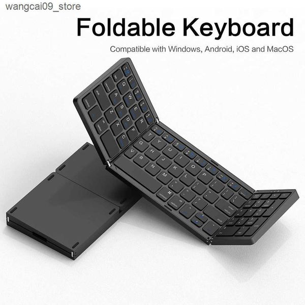 Keyboards Folding Portable Wireless Keyboard Fordable BT Keyboard Travel Pocket Keyboard for MacOS Windows Android iOS Smartphone Tablet J24