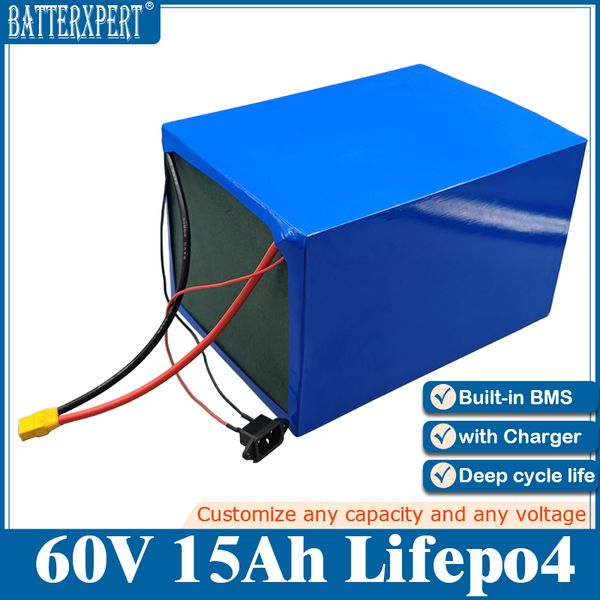 LIFEPO4 60V 15AH lítio 60V 12AH Bateria 60V 10Ah Lithium LifePo4 para 500W 750W CityCoco Scooter Bicycle Bike + 2A Carregador