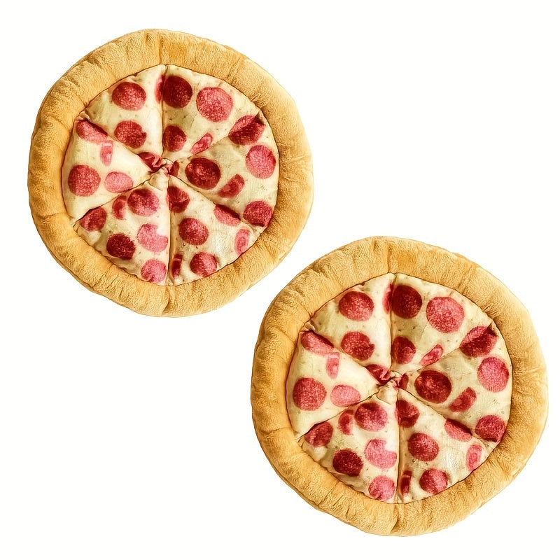 TEMU Plush Dog Toy - Squeaky Chew Toy With Interactive Features, Soft Polyester, Ideal For All Breeds - Real Pizza Design, Pizza Toy