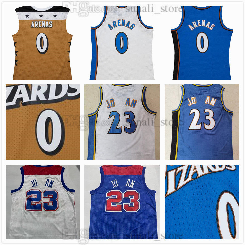 Retro Mesh Basketball Jerseys Gilbert Arenas 0 Team Blue White Yellow 23 Michael Vintage Sports Shirts Men Women Youth