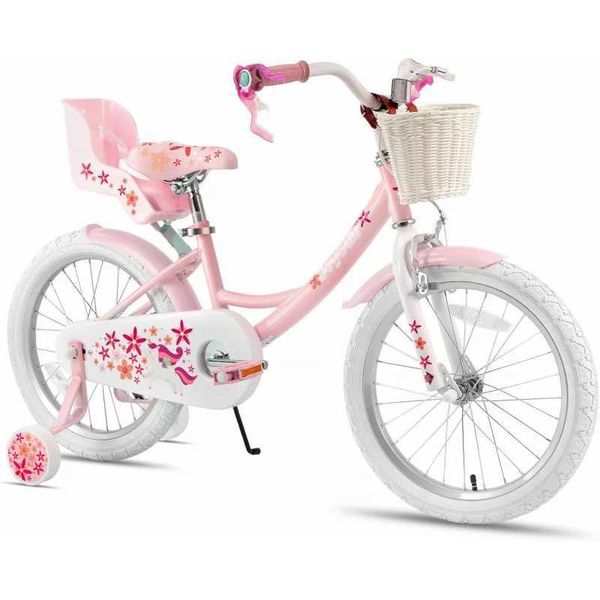Bikes Ride-Ons AQJOYSTAR 2-9 years old 12 14 16 18 inch childrens bicycle equipped with training wheels sprockets baskets and doll seats for