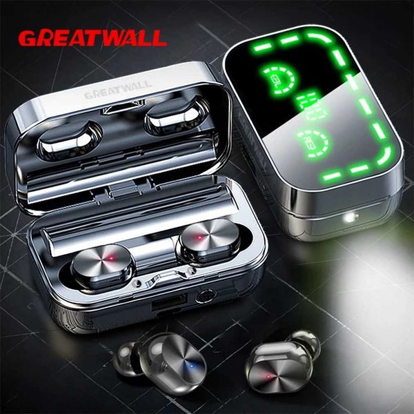 TWS Wireless Earphones Dazzle Cool Digital Display sets Sports Gaming phones HiFi HD Stereo Earbuds With LED flashlightT250116