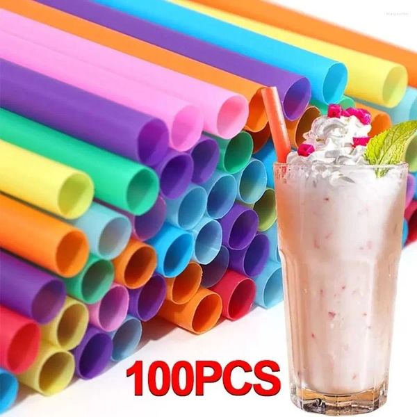 Disposable Cups Straws Multicolor Large Drinking For Pearl Bubble Milk Tea MilkTea Milhake Juice Smoothie Drink Party Supplies Bar