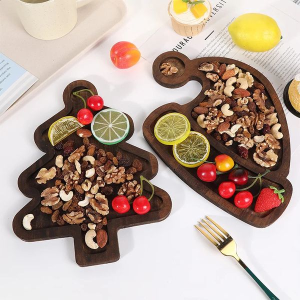 Wood Christmas Tray Christmas Tree Charcuterie Board Xmas Dessert Candy Dish Cheese Board Appetizer Dessert Tray Boards 241120