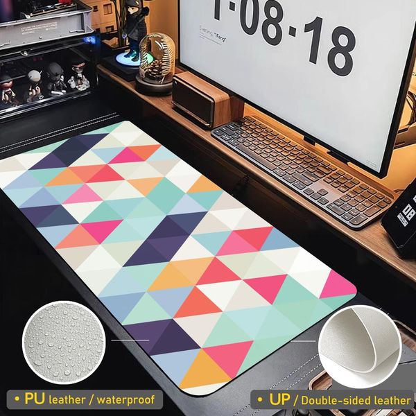 Triangle Geometric Patteren Mouse Pad Leather pad Double-sided Waterproof Soft Durable Comfortable Touch Desk Mat Large Mousepad