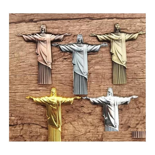 Party Decoration Party Decoration 1Pc Christian Jesus Car Sticker Rio De Janeiro Christ Statue Badge Emblem Decal Accessories 8.5X8C Dhj18