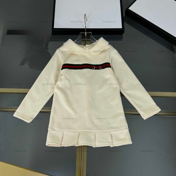 New Girls dress Multi-color stripes kids dress high-quality girls dresses Long sleeves baby skirt Small collar Baby Clothes