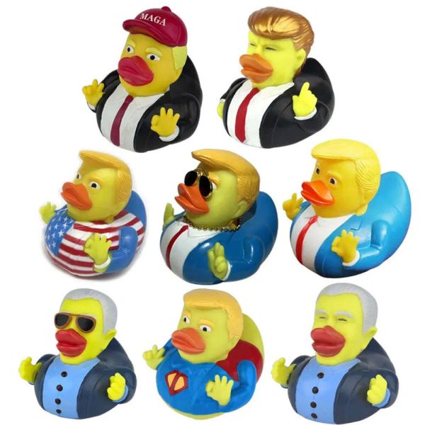 Baby Bath Flag Biden Rubber Toys Duc PVC Funny Ating Water Duck Toy For Kids Gift Trump Party Decoration