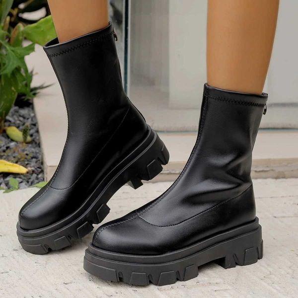 Women Chelsea Boots New Winter Warm Comfortable Boots Women N Slip British Style Zipper Goth Shoes for Women Botas De MujerXJ250115