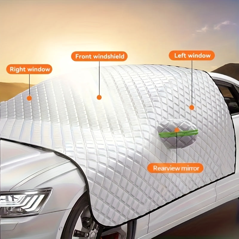 TEMU Car Windshield Snow Cover Protection For Snow, Ice, Uv, Frost Wiper & Mirror Protector, Windproof Sunshade Cover For Cars, Compact Suv Sunshade