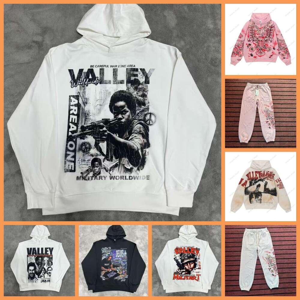 Mens Valley Hoodies Harajuku Washing Trend Sweatshirts Casual Valley Streetwear Heavy Water Oversized Hoodie Tracksuit High Quality Fashion Clothing