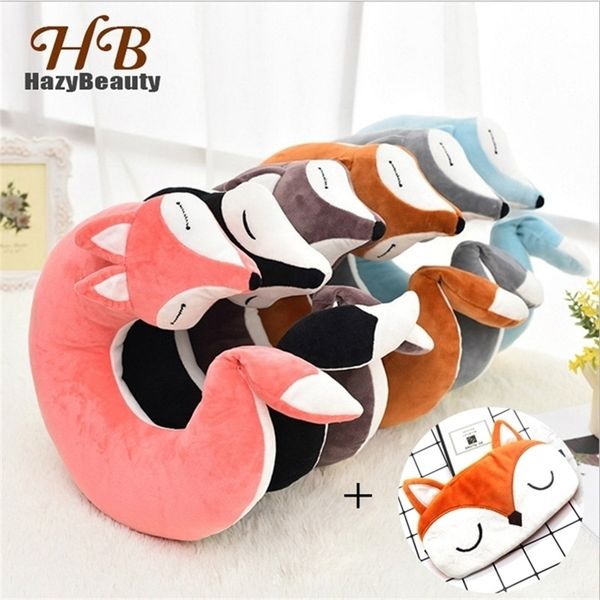 Pillow HazyBeauty Cut Animal Cotton Plush U Shape Neck Travel Car Home Nap Health Care with Eye Mask 220901