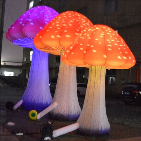 3 m 10ft High Outdoor games Plant Model Inflatable Colorful Mushroom Printing oxford decor With Led Lighting For Event Decoration 1454