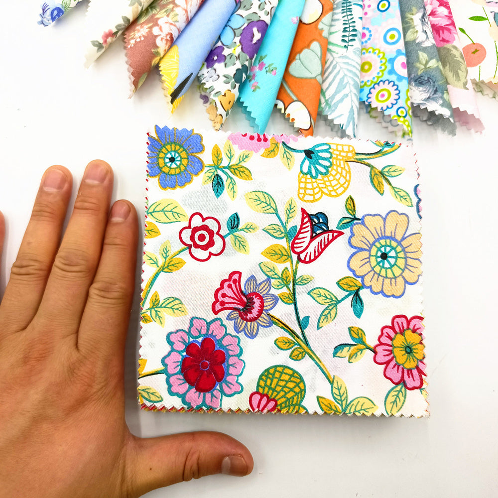 TEMU 【new Model】100-piece Pre-cut Cotton Fabric Squares - Retro Floral Print 5"x5" Quilting Supplies - Ideal For Sewing, Scrapbooking & Crafting