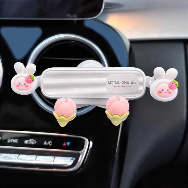 Cell Phone Mounts Holders Cute Cartoon Car Mobile Phone Bracket Creative Rabbit Car Air Outlet Clip Mount Phone Navigation Fixed Support Bra