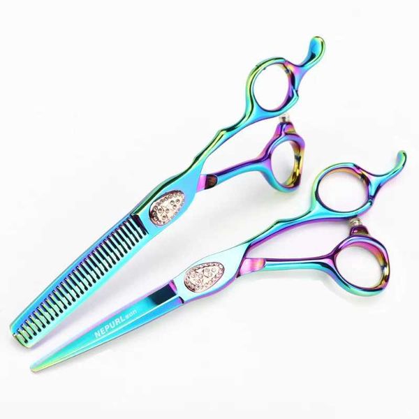 Nepurlson 6 Inch Salon Professional Green Hairdressing Scissors Hair Thinning Barber Scissors Hair Cutting Shears 440C ScissorsY240731 Y2408