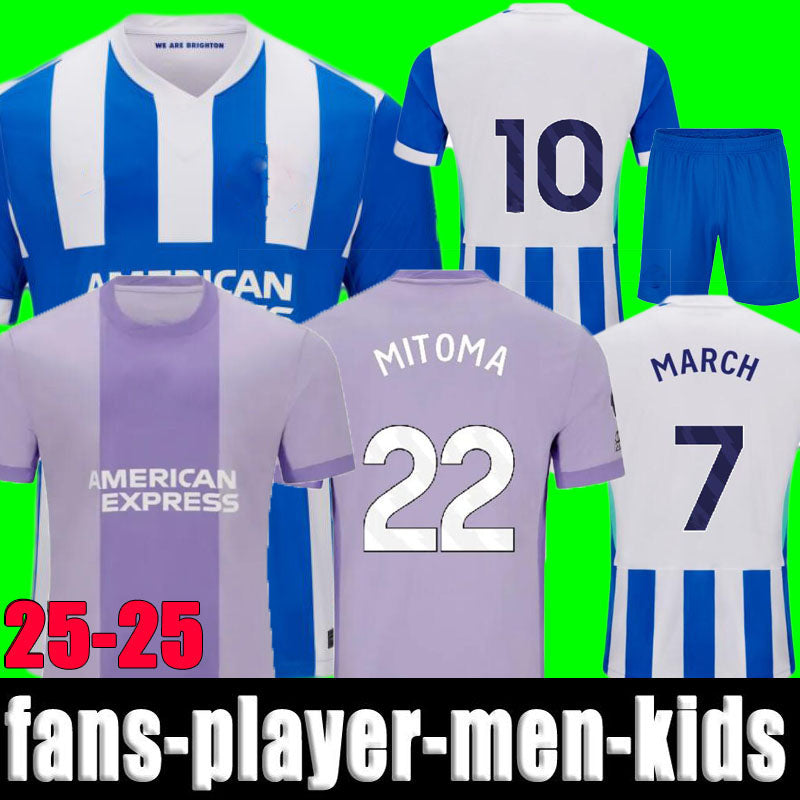 Brighton soccer jerseys 25 26 BHAFC football shirts tops tee PEDRO MITOMA GEORGINIO men kids player stripe tops Hoves Albions