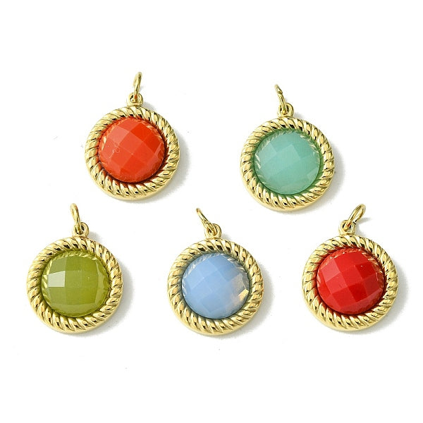 Placage ionique (IP) véritable acier inoxydable 304 plaqué or 14 carat avec pendentif en verre