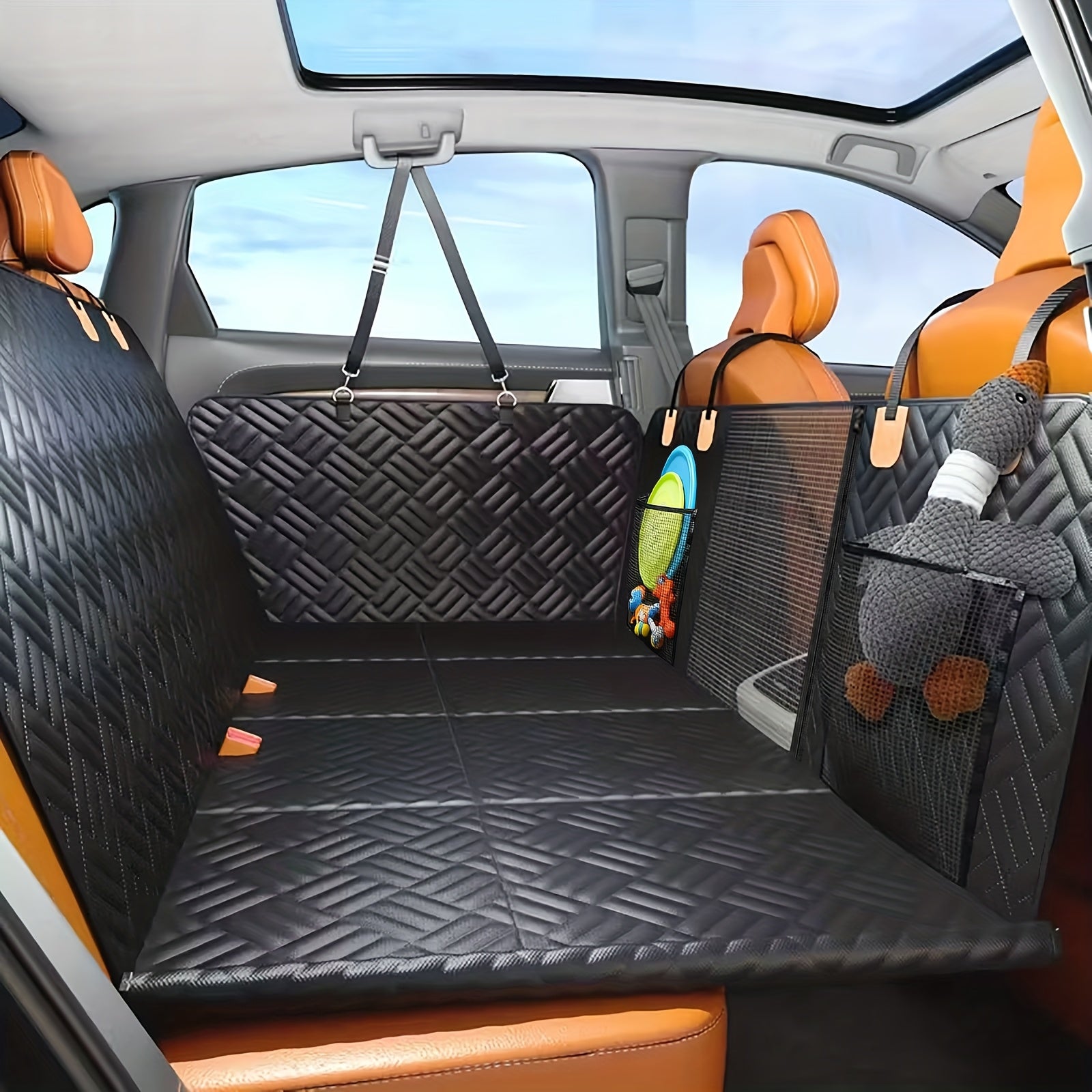 TEMU [dog Car Seat Cover] 400lbs Support Dog Car Seat Cover For Back Seat - Hard Bottom Back Seat Extender, Pet Cover, Hammock For Suv And Trucks