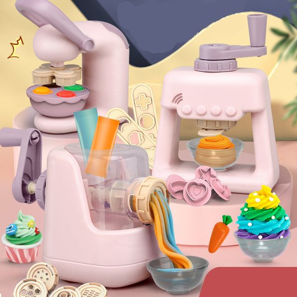 Kitchens Play Food DIY Color Mud Noodle Machine Play House Pretend Toy Simulation Kitchen Ice Cream Machine Set Model Plasticine Clay Gift f