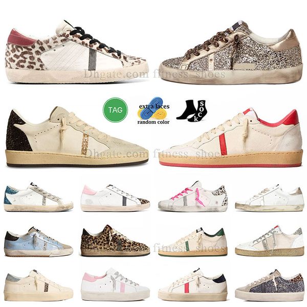 AAA quality ball star casual designer shoes womens hi super stars ballstar histar sneakers mens glossy gold sliver glitter rose sequin platf