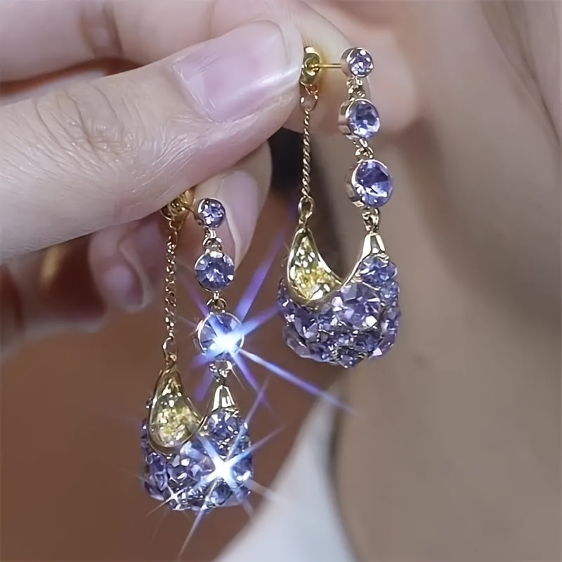 TEMU Elegant Purple Basket Drop Earrings - Vintage-inspired, 925 Posts, Casual Attire & Gifting