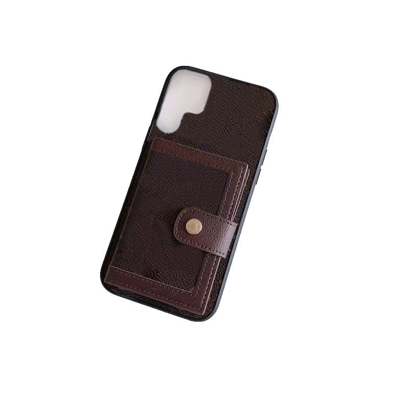 Card Holder Designer Phone Case for Samsung Galaxy S25 S24 S23 S22 Plus Note 20 Ultra Luxury PU Leather Wallet Photo Frame Kickstand Back Cover Coqu