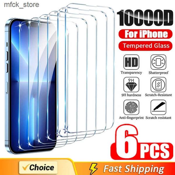 Cell Phone Protectors 6Pcs 8K Tempered 11 12 Pro Max 13 Mini Screen Protector for IPhone X XR XS MAX SE 14 7 8 15 Plus Glass J241202
