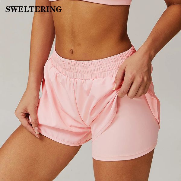 Pocket Naked Rick Secy Yoga Shorts Mulheres TwoPiece Sports Running Fitness Calças de levantamento HIP Exercício curto 250108