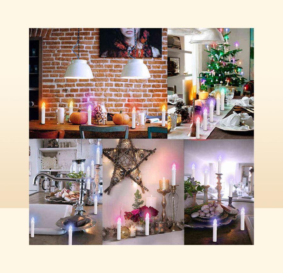 LED Electric Candles Flameless Colorful With Timer Remote Battery Operated Christmas Candle Lights For Halloween Home Decorative 21389985