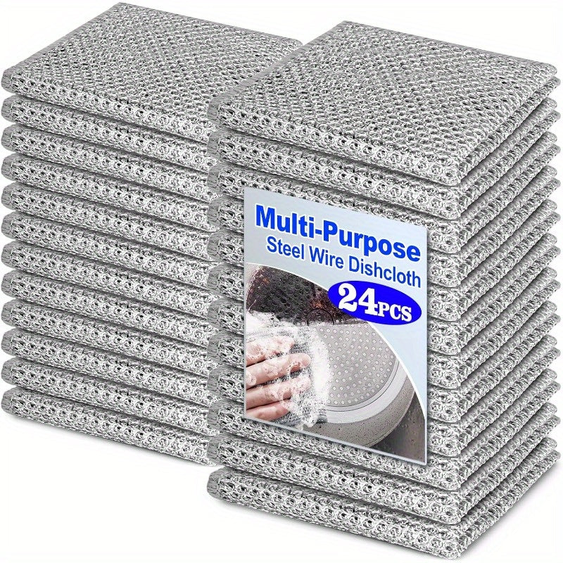 TEMU 24pcs Heavy-duty Dishwashing Cloths - Scratch-resistant, Non-abrasive Cleaning Rags, Stackable Design For Kitchen, Dishwasher, Cookware, Sinks -