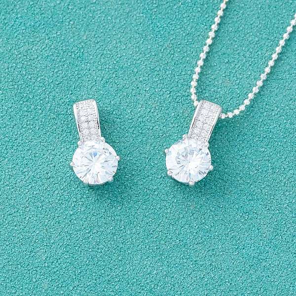 925 Sterling Silber Pavé klare Kubisch Zirkonia flache runde Charms