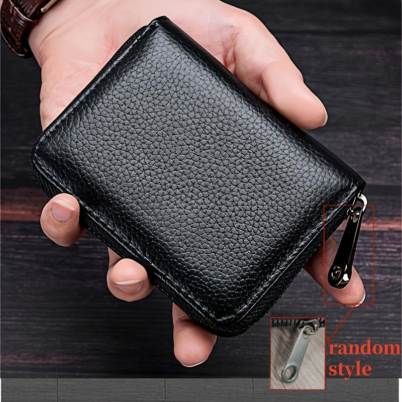 TEMU Men's Ultra-thin Zipper Card Holder With Coin Pocket - Lightweight Durable , 4-season Essential Mini Wallet, Simple Stylish Construction