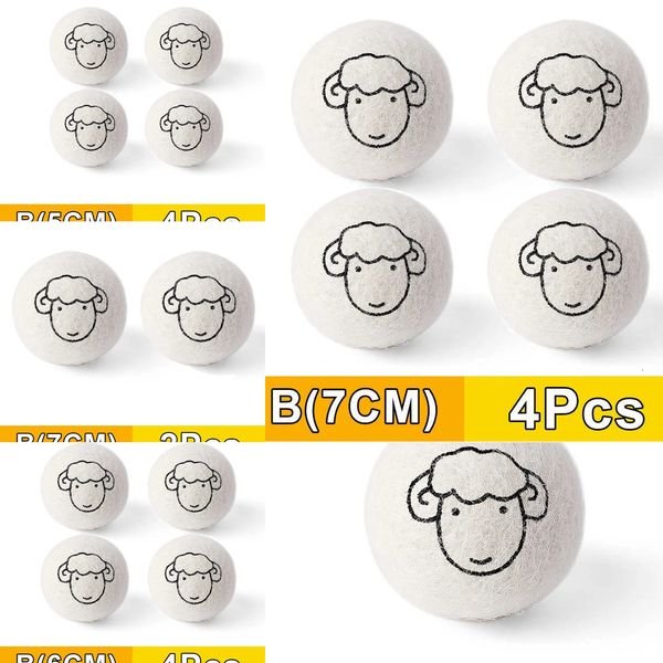 Update New 4Pcs-Lot Wool Reusable Softener Laundry Dryer Balls For Fabric Clothes Household Washing Hine Accessories