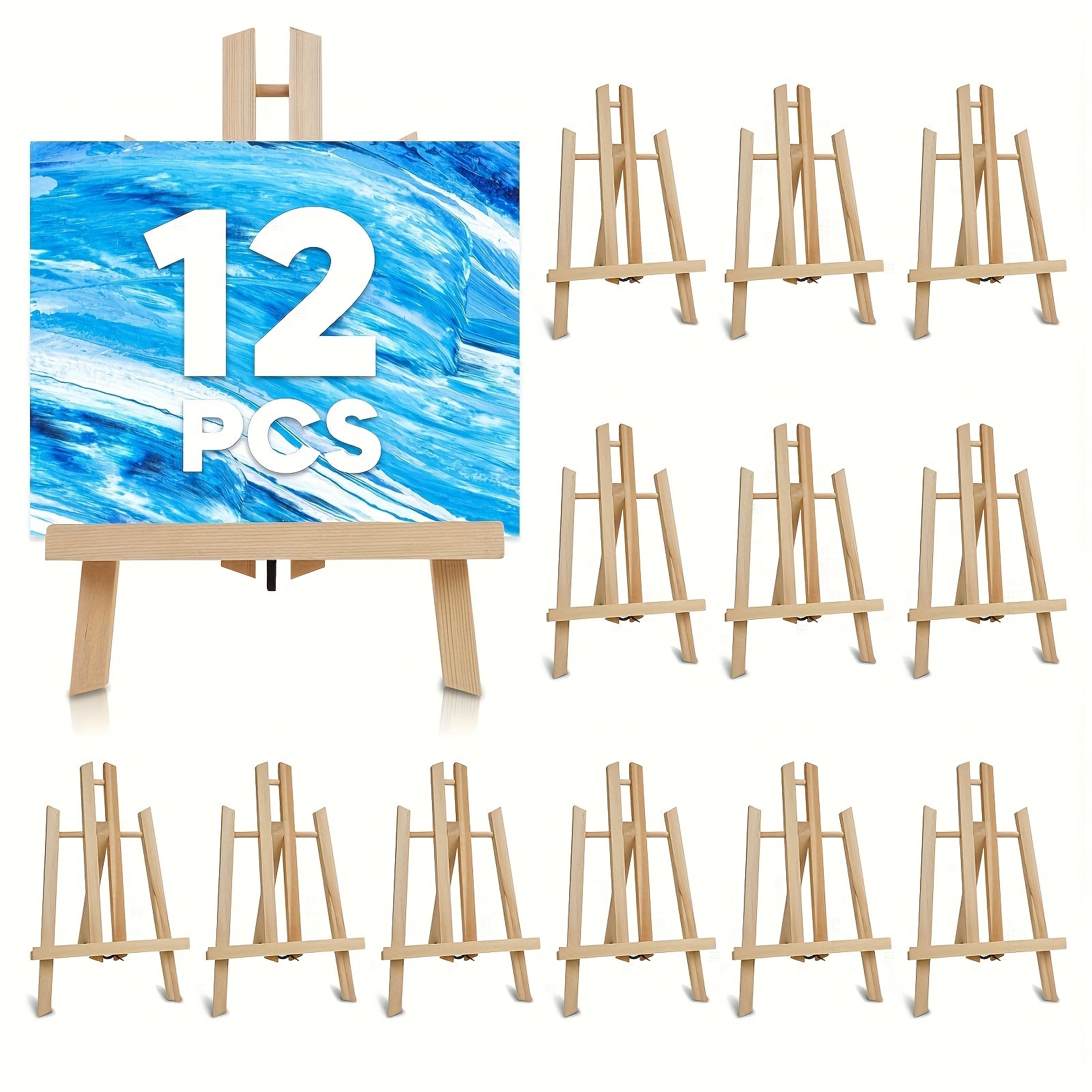 TEMU 4-6-9-12-pack 9 Inch Tabletop Easel Set - Adjustable Wooden Art Stands For 12x16 Canvases, Portable Painting With Non-slip Base & , Adults Craft