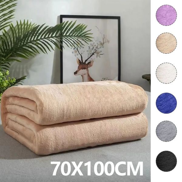 Fluffy Warm Super Soft Flannel Blanket Durable Office Bedspread Coral Fleece Solid Color Summer Thin Quilt Small 250210